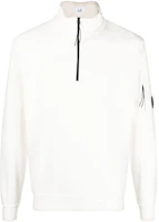C.P. Company SS23 Half-Zip Pullover Sweatshirt White - Logo Patch 14CMSS035A002246G103 C.P. Company SS23 Half-Zip Pullover Sweatshirt White - Logo Patch 14CMSS035A002246G103
