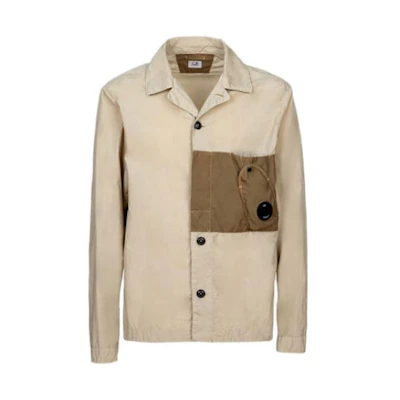 C.P. Company SS23 Hybrid Garment Brown Long-Sleeve Pocket Jacket for Men 14CMOS331A006513M330