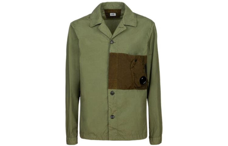 C.P. Company SS23 Hybrid Garment Colorblock Dyed Button-Up Jacket Green 14CMOS331A006513M648