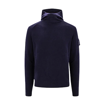 C.P. Company SS23 Knit Logo Patch Hoodie Blue Men’s Long Sleeve 15CLKN019A005528A888