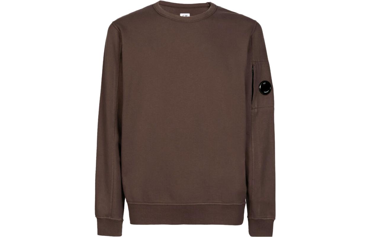 C.P. Company SS23 Lens Detail Crewneck Long Sleeve Sweatshirt Brown Men 14CMSS032A002246G365