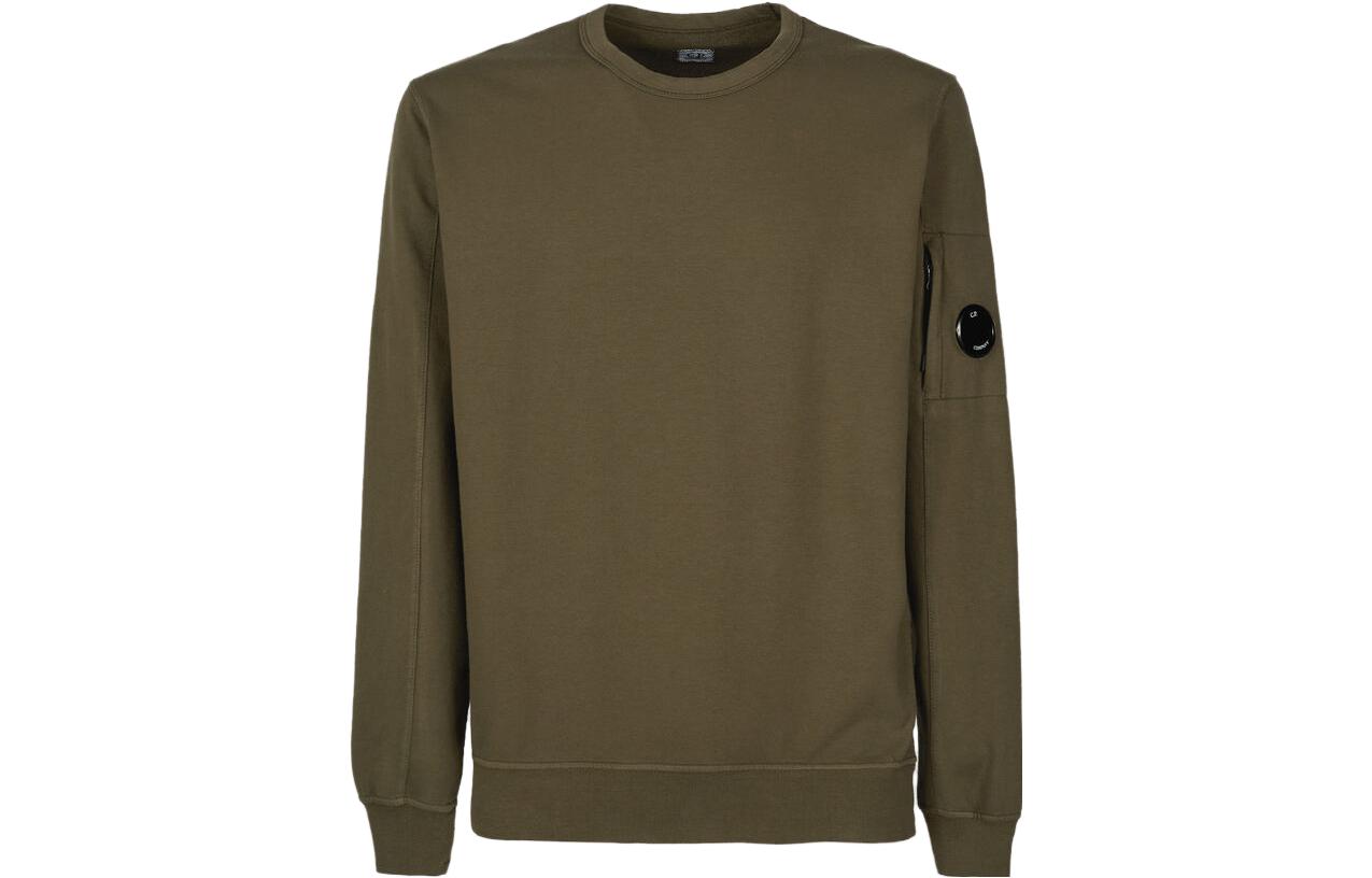C.P. Company SS23 Lens Detail Crewneck Long Sleeve Sweatshirt Military Green Men 14CMSS032A002246G683
