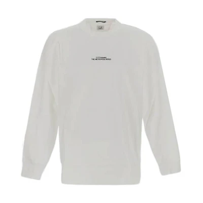 C.P. Company SS23 Letter Print Crewneck Long Sleeve Pullover Sweatshirt White 14CMSS229A006452W101
