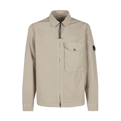C.P. Company SS23 Light Brown Solid Zip-Up Collared Jacket 14CMSH122A006272G330