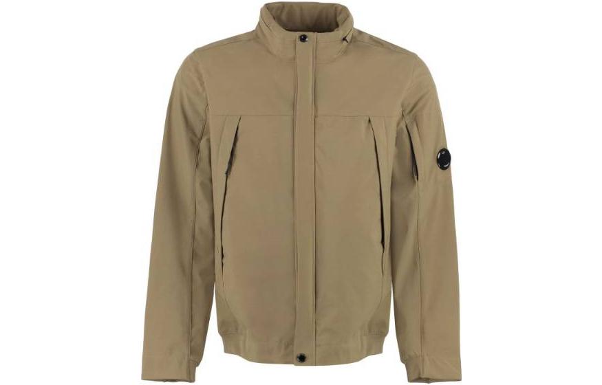C.P. Company SS23 Light Brown Zip-Up Jacket with Stand Collar 14CMOW036A005968A339