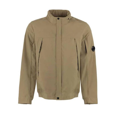 C.P. Company SS23 Light Brown Zip-Up Jacket with Stand Collar 14CMOW036A005968A339