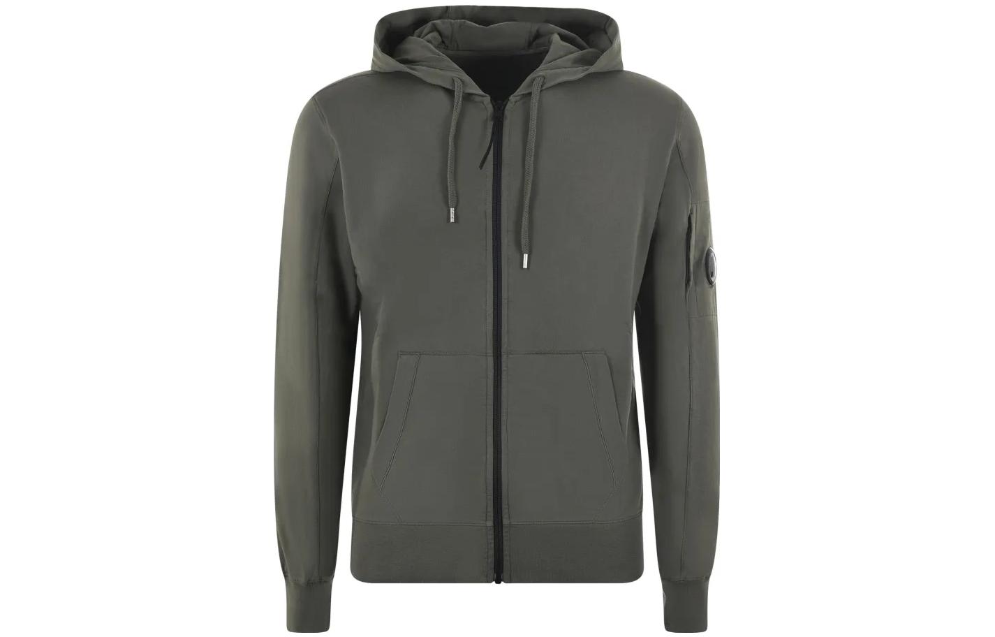 C.P. Company SS23 Lightweight Fleece Zip-Up Hoodie Jacket Men’s Dark Grey 12CMSS034A002246G648