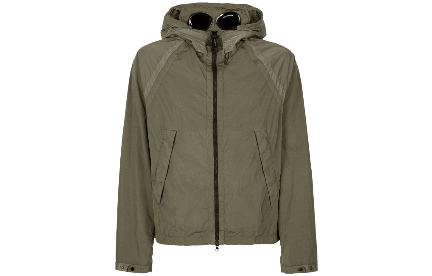 C.P. Company SS23 Lightweight Goggle Hoodie Full-Zip Jacket Green 14CMOW039A005904G648