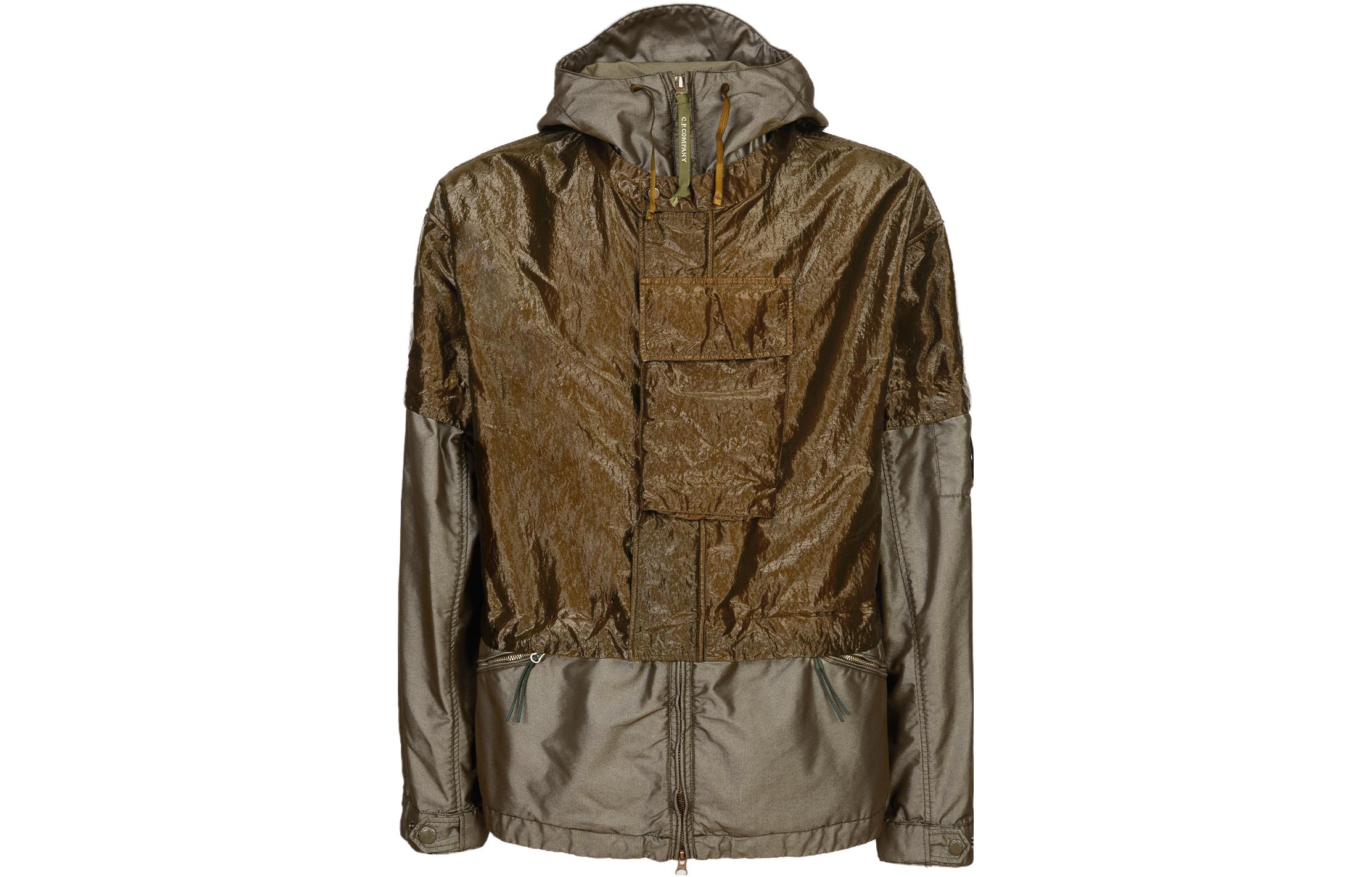 C.P. Company SS23 Lightweight Layered Hoodie Jacket Olive Green Men 14CMOW223A006537M683