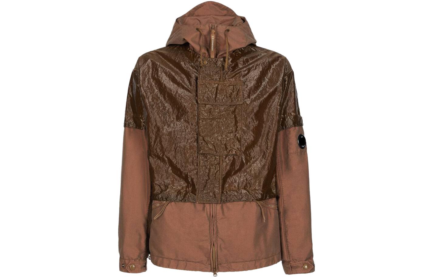 C.P. Company SS23 Lightweight Layered Long-Sleeve Hooded Jacket Brown Men 14CMOW223A006537M339