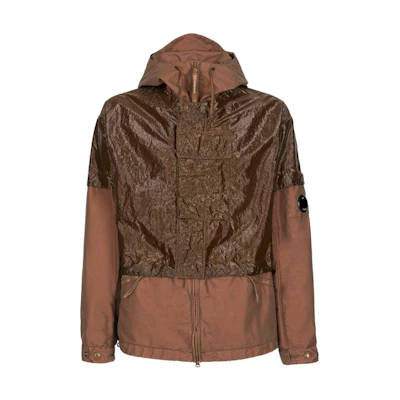 C.P. Company SS23 Lightweight Layered Long-Sleeve Hooded Jacket Brown Men 14CMOW223A006537M339