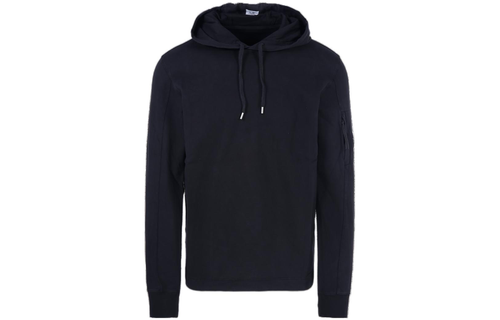 C.P. Company SS23 Logo Patch Drawstring Hoodie Black Long Sleeve 14CMSS033A002246G999