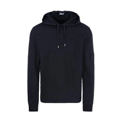 C.P. Company SS23 Logo Patch Drawstring Hoodie Black Long Sleeve 14CMSS033A002246G999
