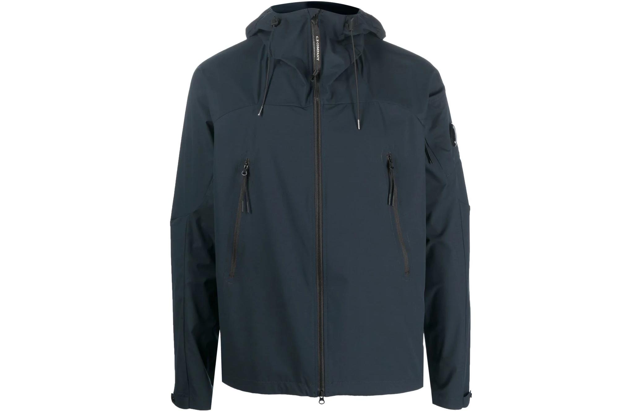 C.P. Company SS23 Logo Patch Hooded Zip Jacket in Solid Color 14CMOW003A004117A888