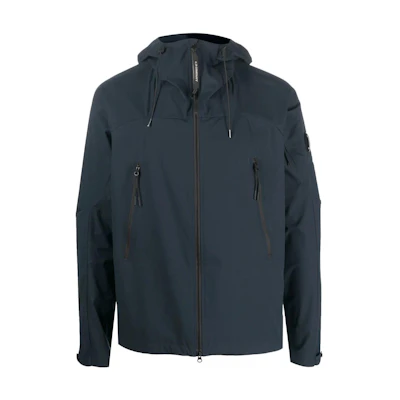 C.P. Company SS23 Logo Patch Hooded Zip Jacket in Solid Color 14CMOW003A004117A888