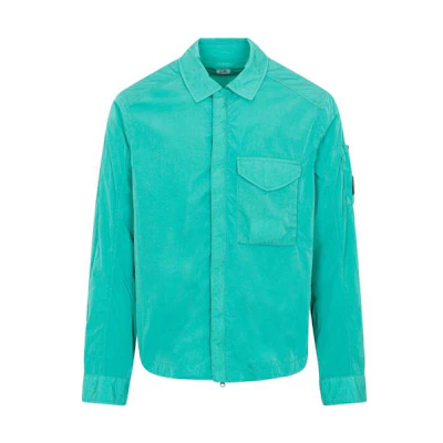 C.P. Company SS23 Mint Blue Zip Jacket with Chest Pocket 14CMOS041A005904G673