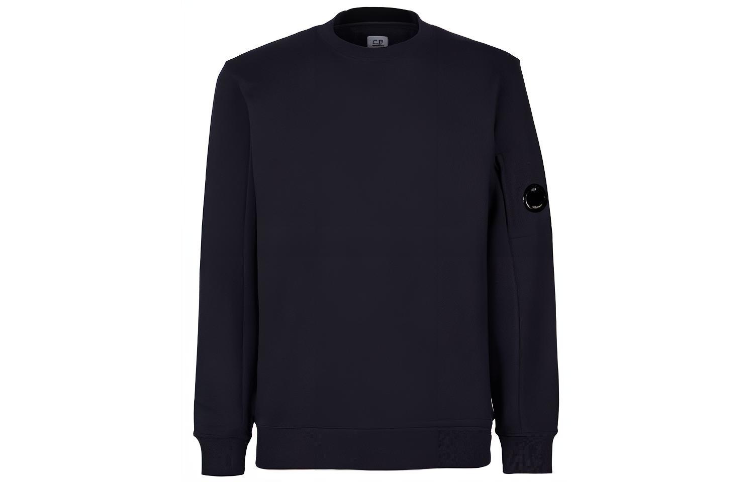 C.P. Company SS23 Navy Blue Crewneck Sweatshirt with Lens Detail 14CMSS022A005086W888