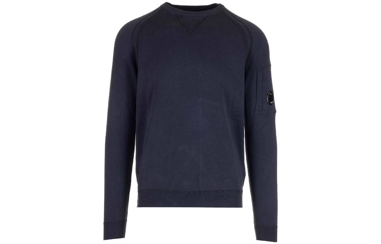 C.P. Company SS23 Navy Blue Lens Detail Crewneck Long Sleeve Sweatshirt Men 14CMKN029A006262G888