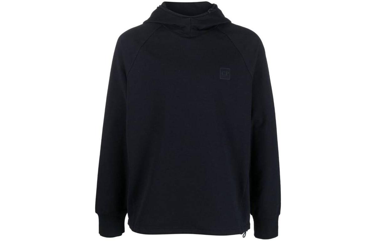 C.P. Company SS23 Navy Blue Logo Patch Pullover Hoodie 14CMSS052A006452W888
