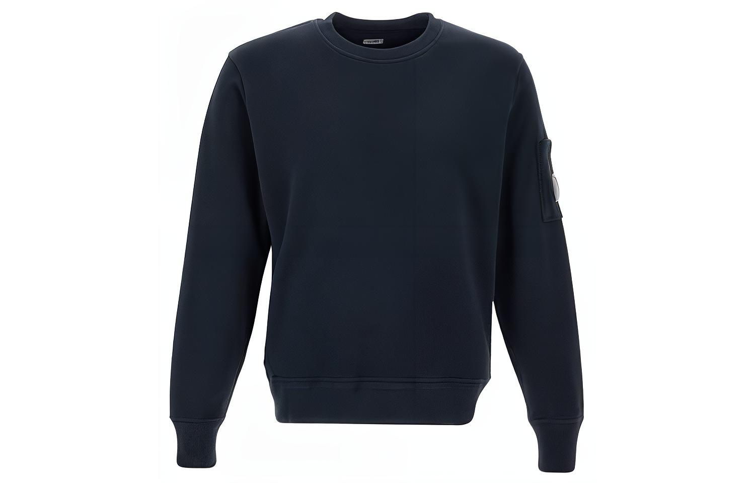 C.P. Company SS23 Navy Blue Mens Letter Print Solid Sweatshirt 14CMSS136A005398G888