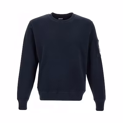 C.P. Company SS23 Navy Blue Mens Letter Print Solid Sweatshirt 14CMSS136A005398G888