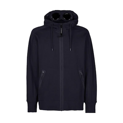 C.P. Company SS23 Navy Blue Solid Color Zip-Up Hoodie Jacket 14CMSS082A005086W888
