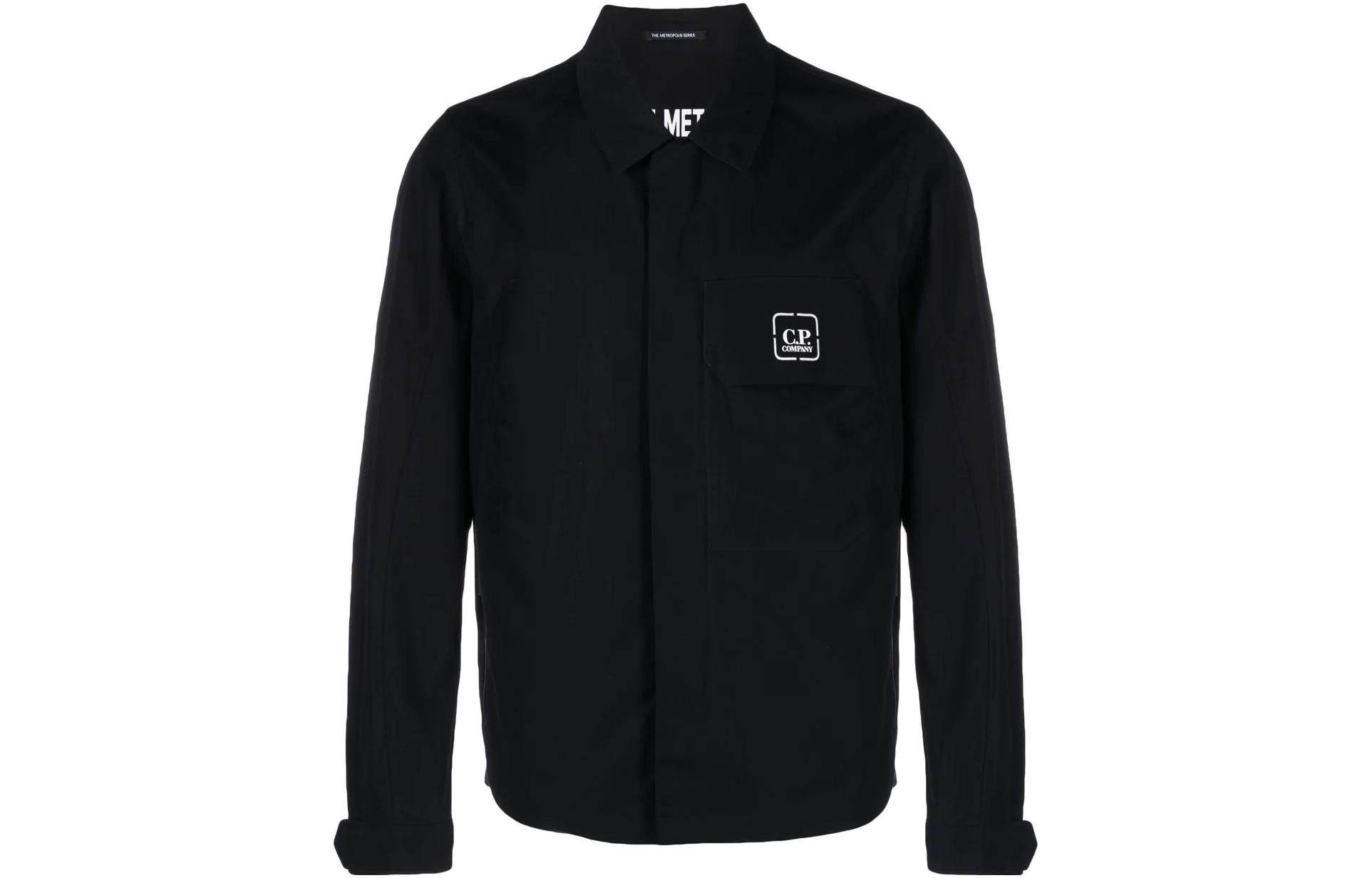 C.P. Company SS23 Navy Blue Solid Patch Long Sleeve Jacket for Men 14CMOS019A006450A888