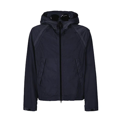 C.P. Company SS23 Navy Goggle Jacket Lightweight Zip-Up Hoodie Men’s 14CMOW039A005904G888
