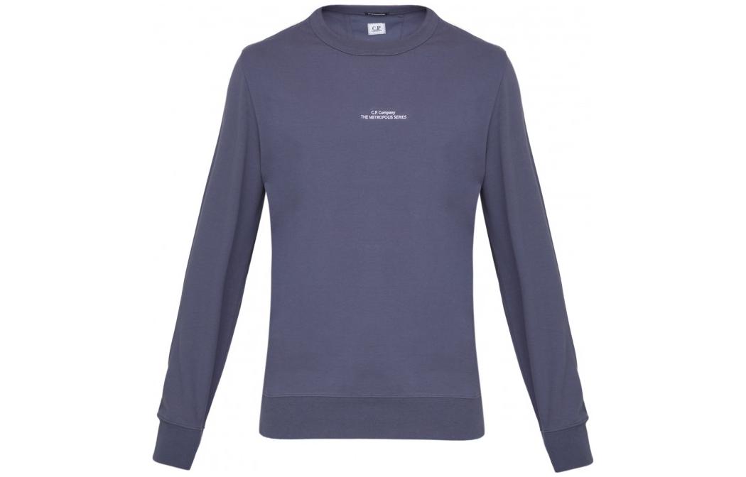 C.P. Company SS23 Navy Letter Print Crewneck Long-Sleeve Pullover Men 14CMSS229A006452W888