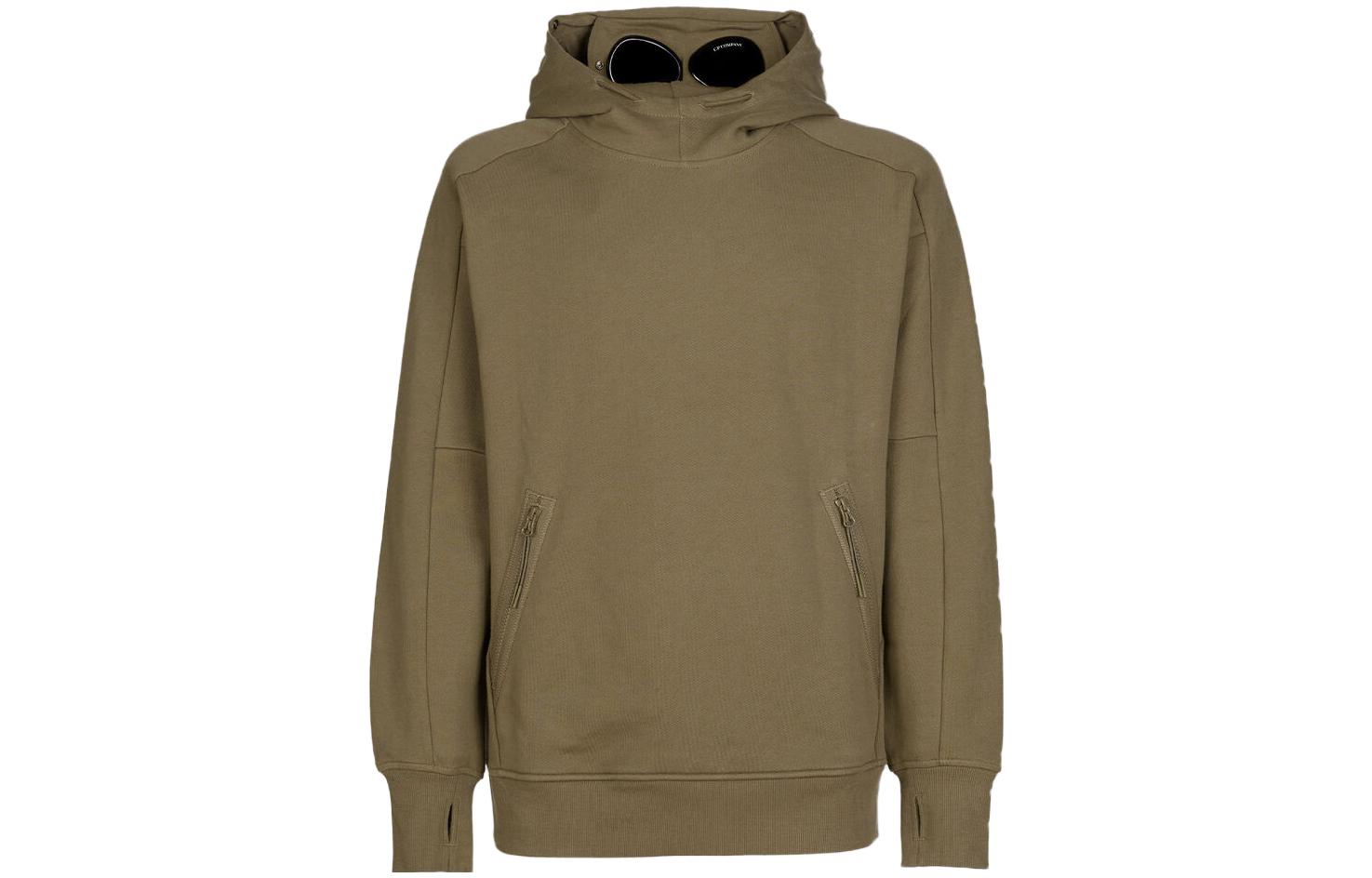 C.P. Company SS23 Olive Green Goggle Hoodie Oversized Casual Pullover 14CMSS080A005086W339