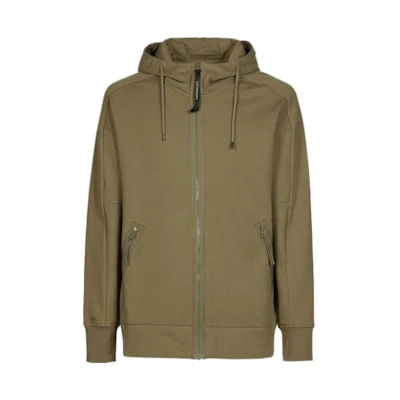 C.P. Company SS23 Olive Green Hooded Zip-Up Jacket 14CMSS082A005086W339