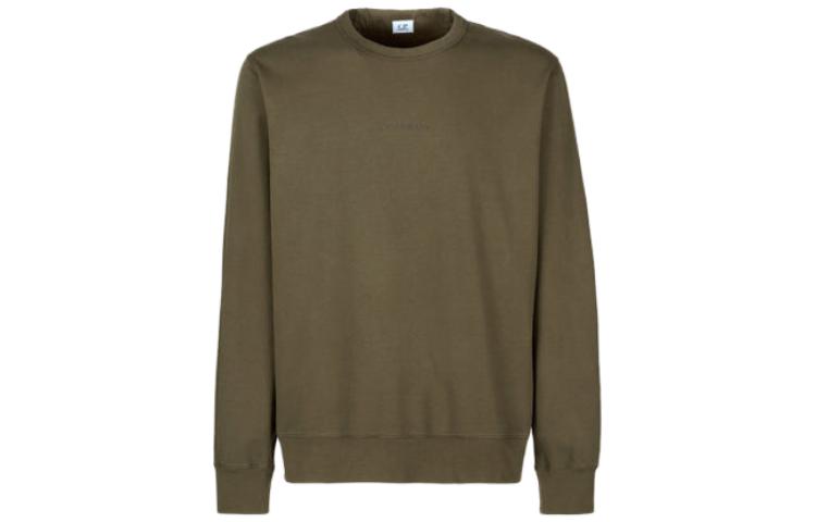 C.P. Company SS23 Olive Green Logo Crewneck Sweatshirt Long Sleeve 14CMSS132A002246G683