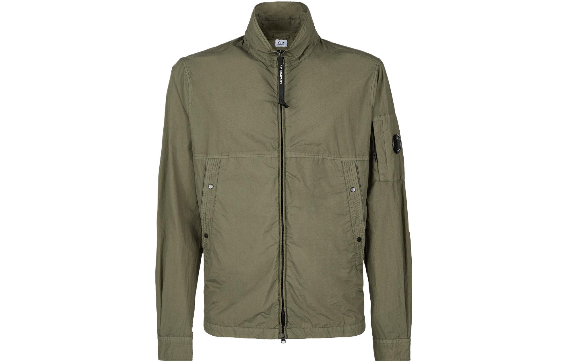 C.P. Company SS23 Olive Green Solid Zip-Up Collar Jacket 14CMOS104A005783-G648