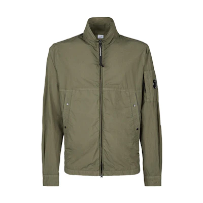 C.P. Company SS23 Olive Green Solid Zip-Up Collar Jacket 14CMOS104A005783-G648