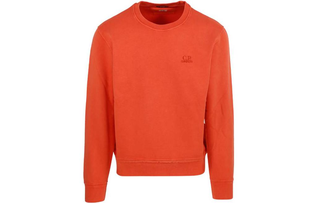 C.P. Company SS23 Orange Embroidered Logo Crewneck Long Sleeve Sweatshirt 14CMSS136B005398R439