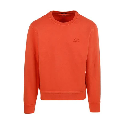 C.P. Company SS23 Orange Embroidered Logo Crewneck Long Sleeve Sweatshirt 14CMSS136B005398R439