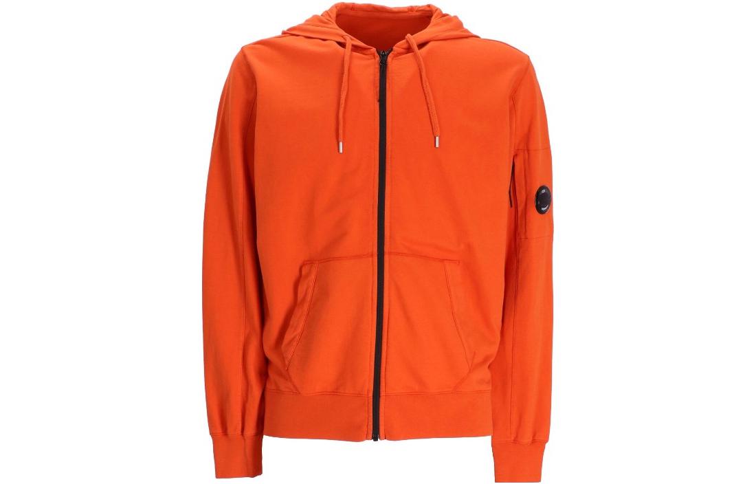 C.P. Company SS23 Orange Hoodie Jacket with Solid Badge Design 14CMSS034A002246G-439