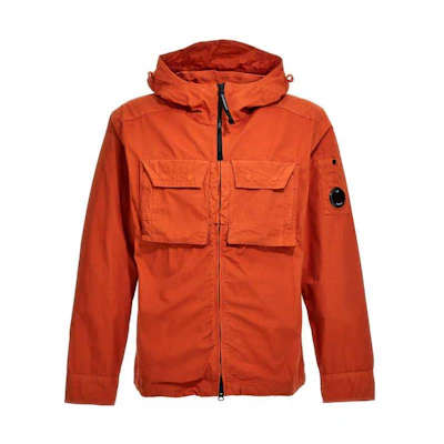 C.P. Company SS23 Orange Solid Color Zip Hoodie Jacket with Chest Pocket 14CMSH093A006069G439
