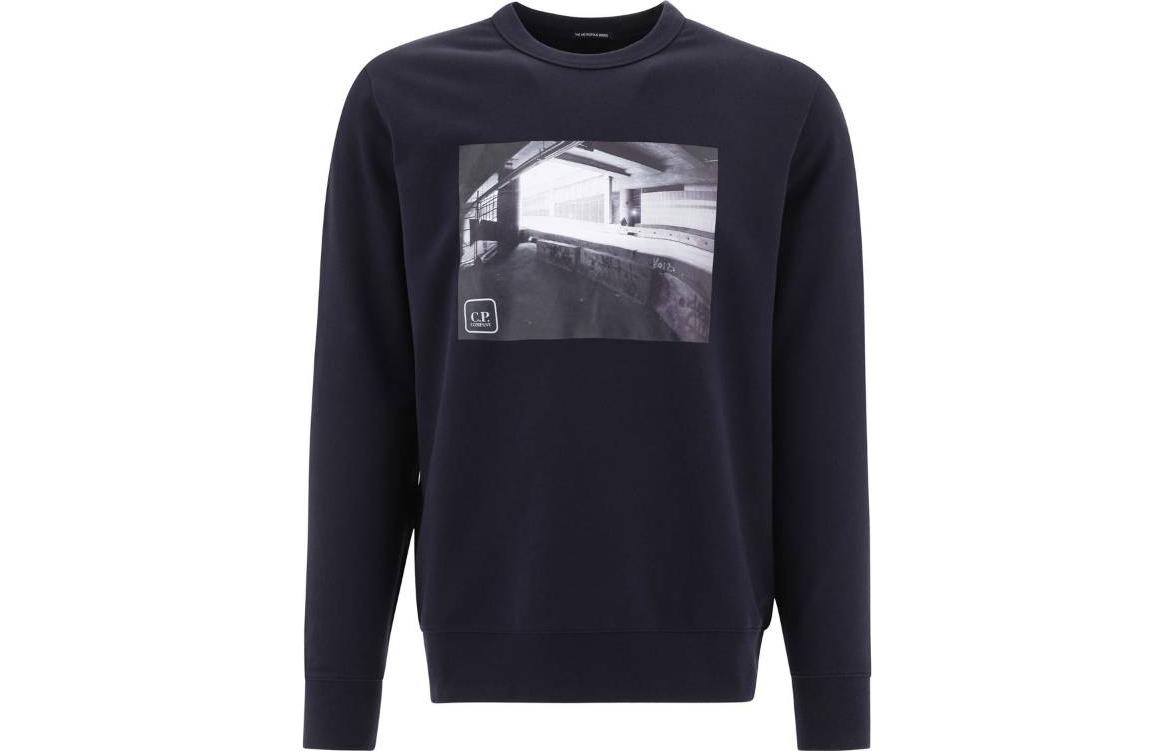 C.P. Company SS23 Photo Print Loose Fit Crewneck Sweatshirt Men’s Blue 14CMSS207A006452W888
