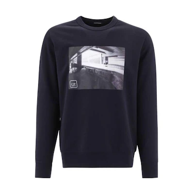 C.P. Company SS23 Photo Print Loose Fit Crewneck Sweatshirt Men’s Blue 14CMSS207A006452W888