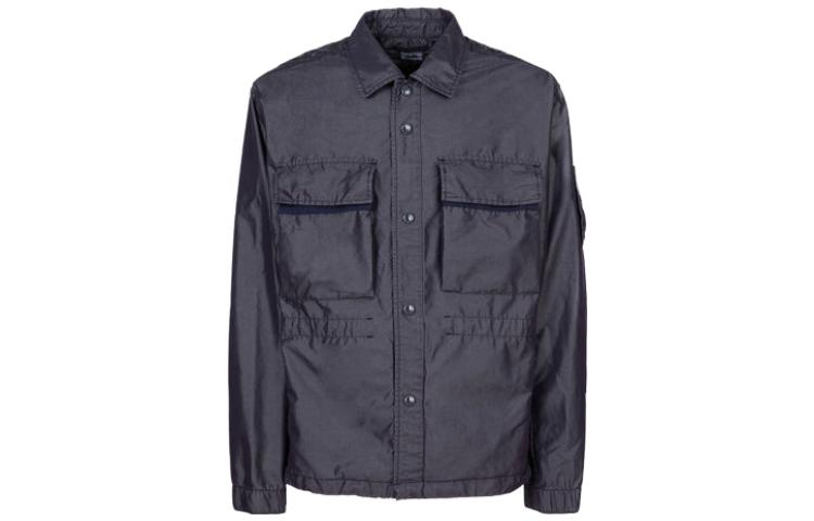 C.P. Company SS23 Plain Button-Up Collared Long-Sleeve Jacket Medieval Blue 14CMOS249A006537M868