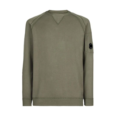 C.P. Company SS23 Plain Lens Detail Crewneck Sweatshirt Olive Green () 14CMKN029A006262G648