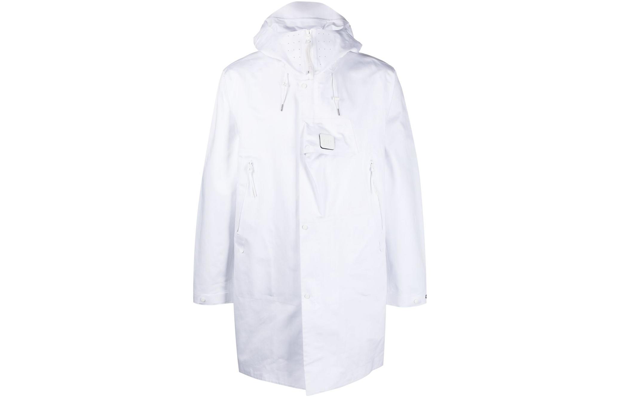 C.P. Company SS23 Plain White Hoodie Long-Sleeve Jacket 14CMOW010A006258A101