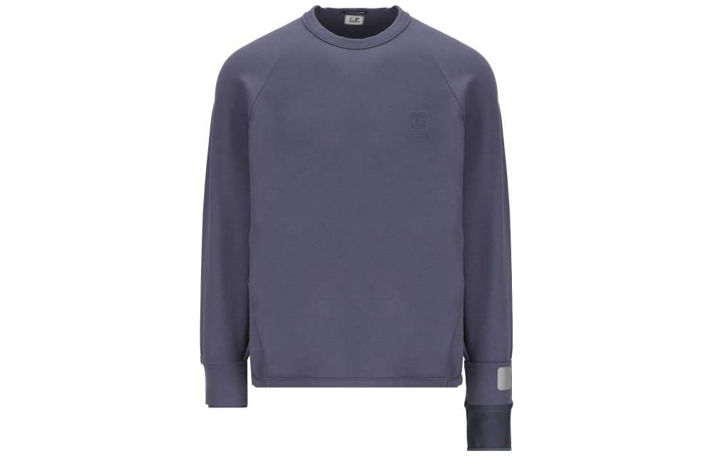 C.P. Company SS23 Purple Pullover Sweatshirt with Square Logo Patch for Men 14CMSS049A006452W884