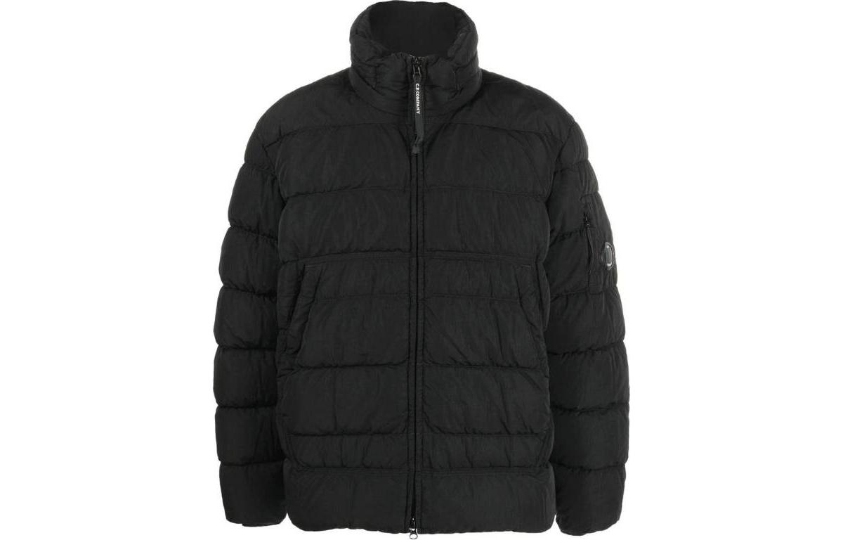C.P. Company SS23 Quilted Zip-Up Jacket Black Long Sleeve 15CMOW028A006369G999