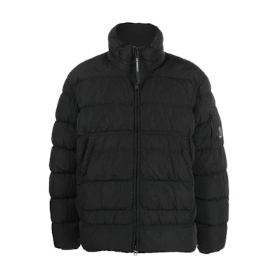 C.P. Company SS23 Quilted Zip-Up Jacket Black Long Sleeve 15CMOW028A006369G999