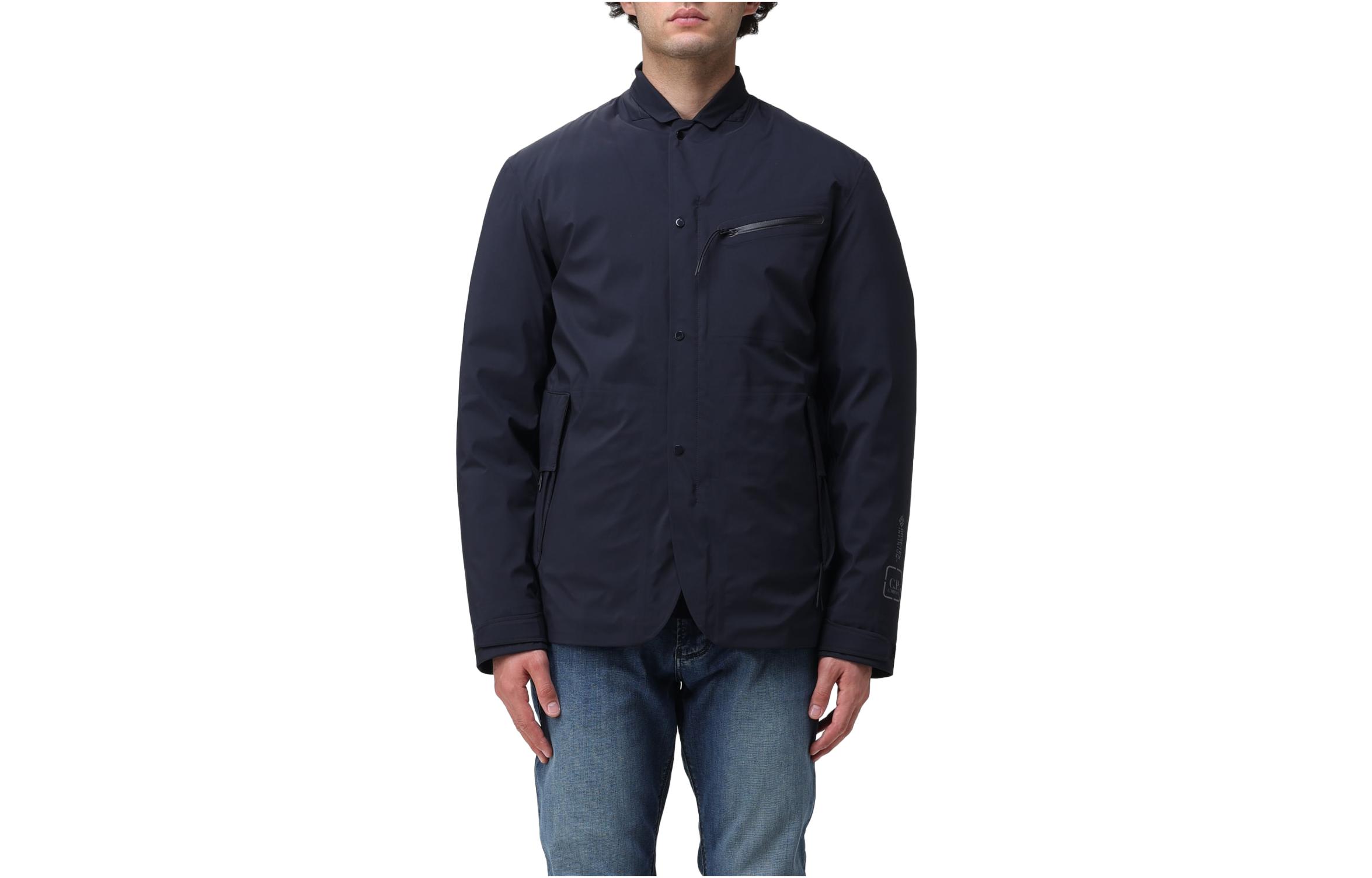 C.P. Company SS23 Solid Button-Up Long-Sleeve Jacket - Blue 15CLBZ010A005967A888