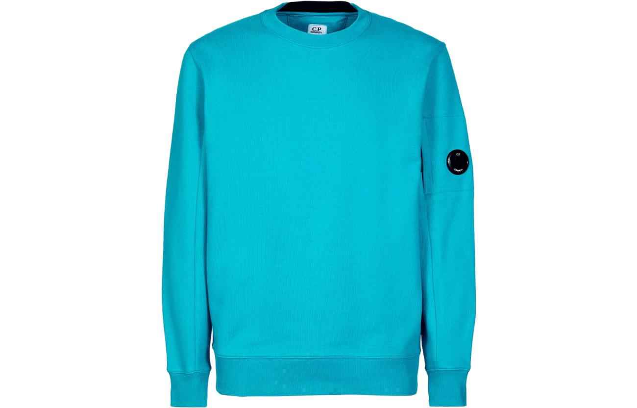 C.P. Company SS23 Solid Color Crewneck Loose Fit Sweatshirt Deep Sky Blue Mens 14CMSS022A005086W825
