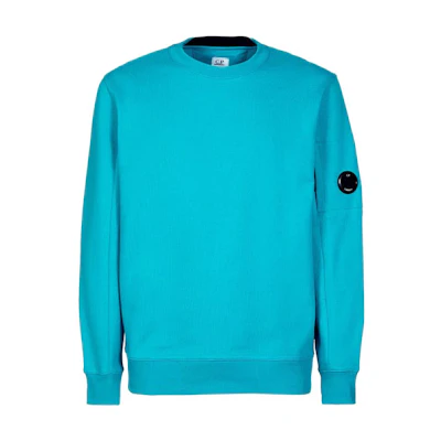 C.P. Company SS23 Solid Color Crewneck Loose Fit Sweatshirt Deep Sky Blue Mens 14CMSS022A005086W825