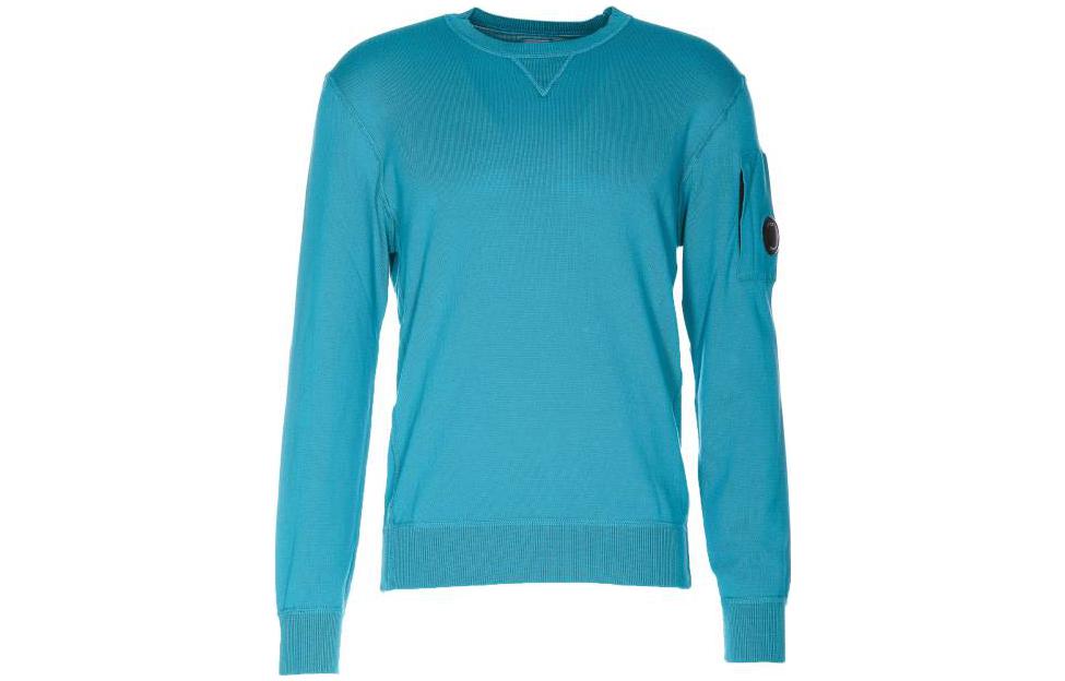 C.P. Company SS23 Solid Color Crewneck Pullover Sweatshirt Blue 14CMKN127A004037A825